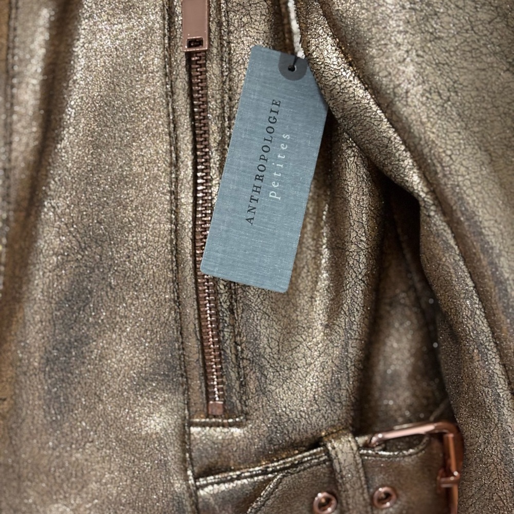 Anthropologie Metallic Bronze Moto Jacket - Picture 9 of 12